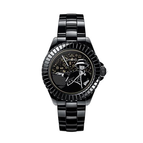 MADEMOISELLE J12 Couture Watch, 38 mm Black Ceramic